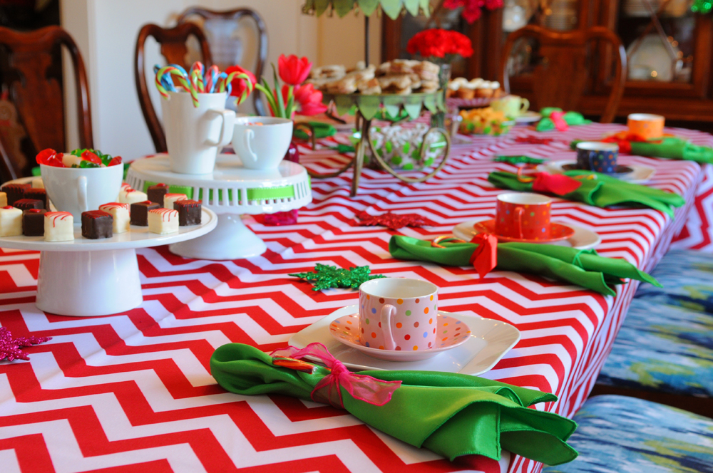 Tables laid out with sweet treats for one of our many parties